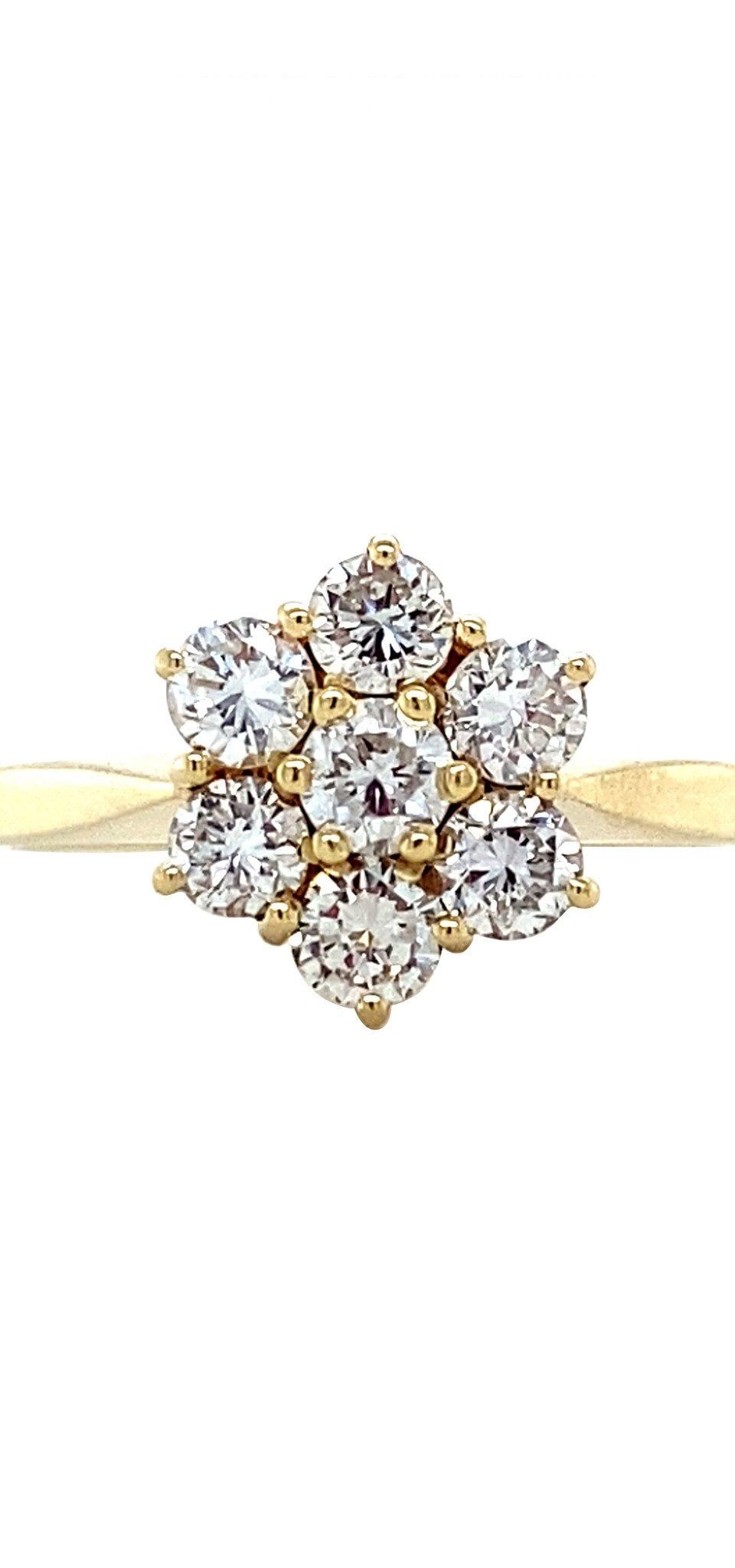 Vintage 14K Gold Cluster Ring with Diamond